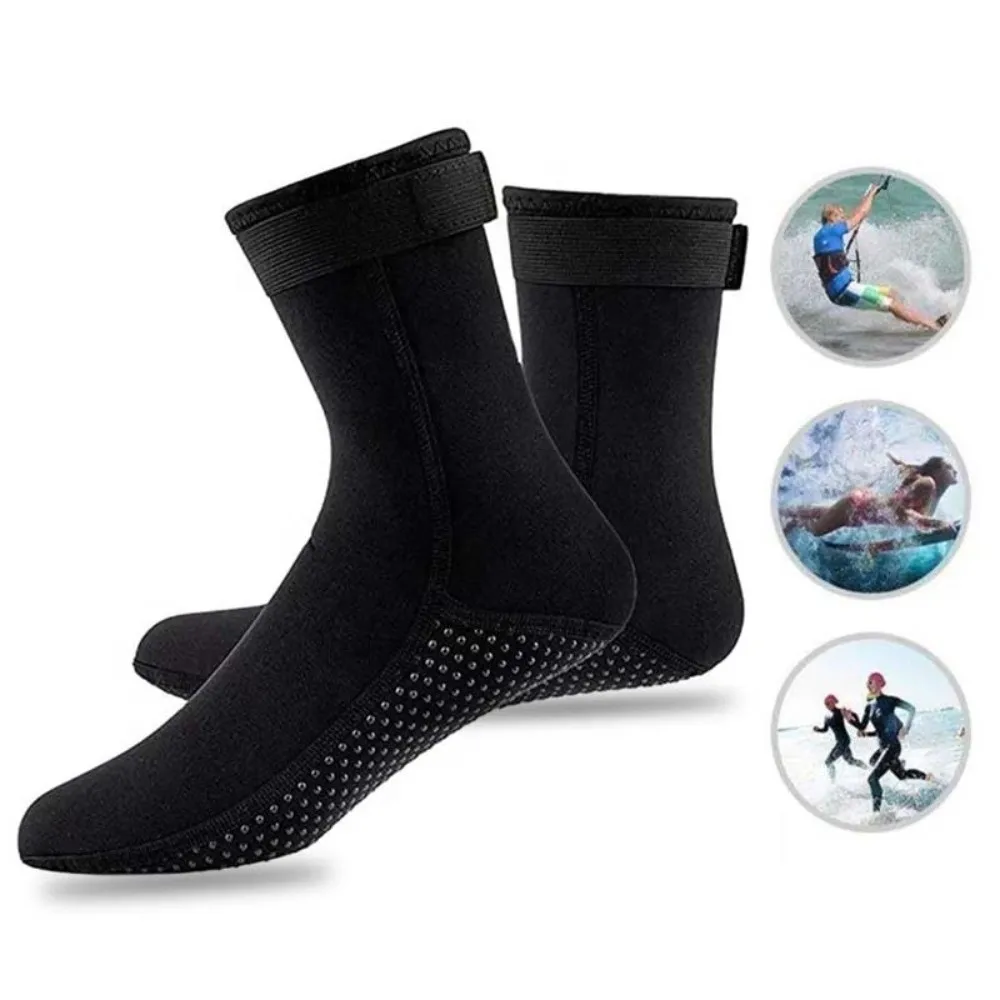 

1pair Fin Boot Socks 3MM Black Diving Socks Non-slip Long Tube Neoprene Water Socks 38-46 Adult Wetsuit Shoes Paddling