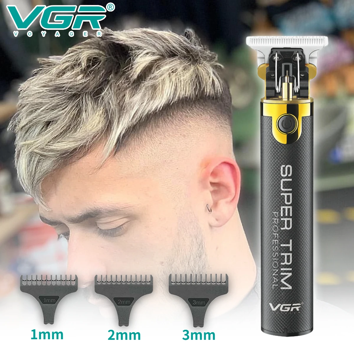 VGR Professional Hair Clipper T9 Hair Cutting Machine Cordless Haircut Machine Rechargeable Bald Barber Trimmer for Men V-082