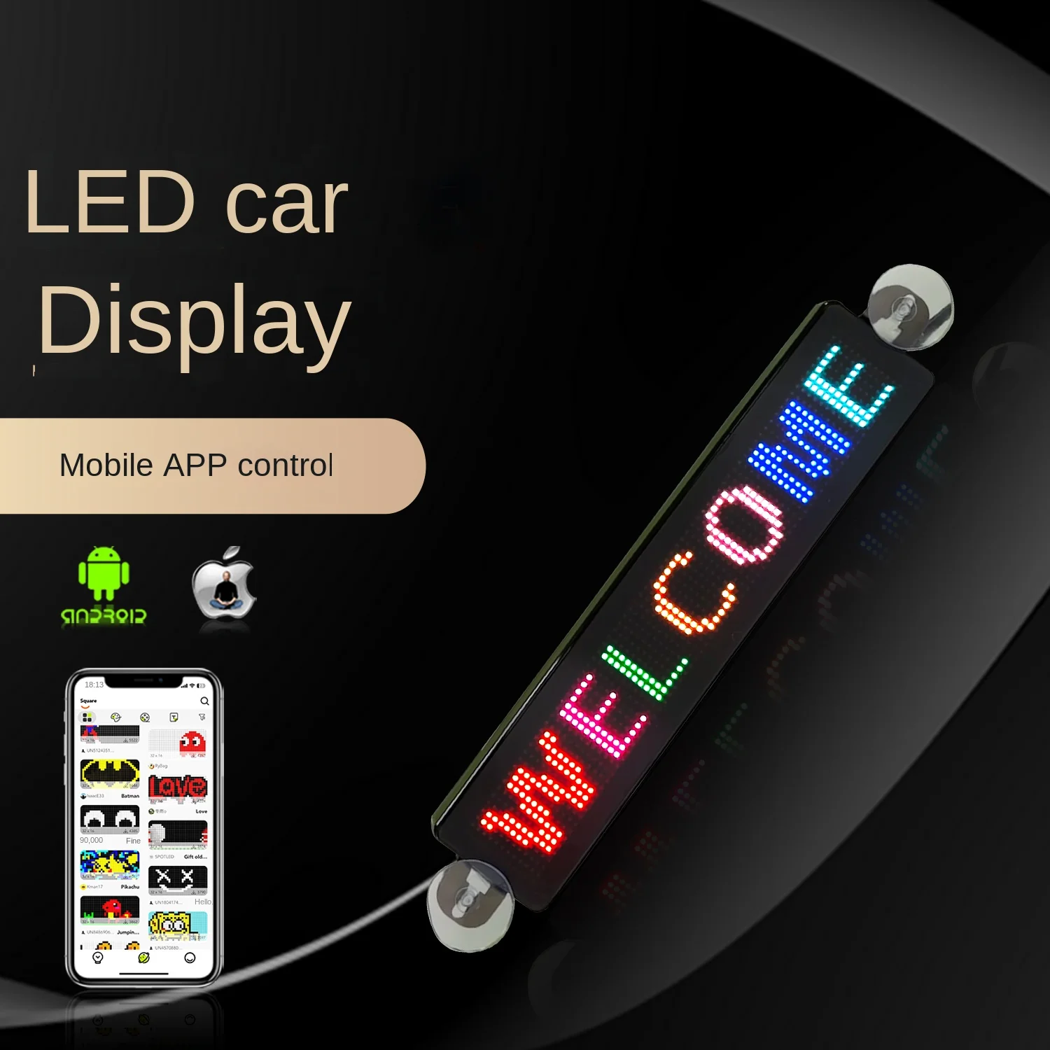 

LED Car Display Bluetooth APP Control Programmable LED Sign Scrolling Message for Car Rear Window Store Advertising Screen
