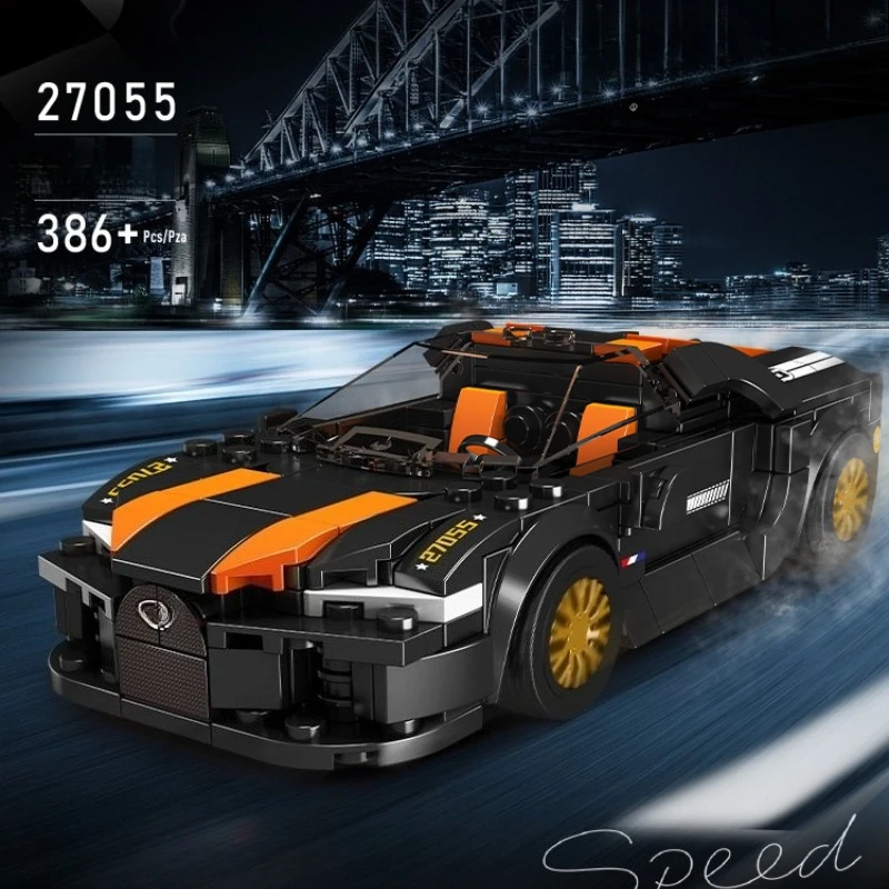 27055 Racewagen MOC Bouwstenen Beroemde Serie 386 stks Jongens Gemonteerd Collectible Voertuigen Speelgoed Model Kleine Bakstenen DIY Geschenken