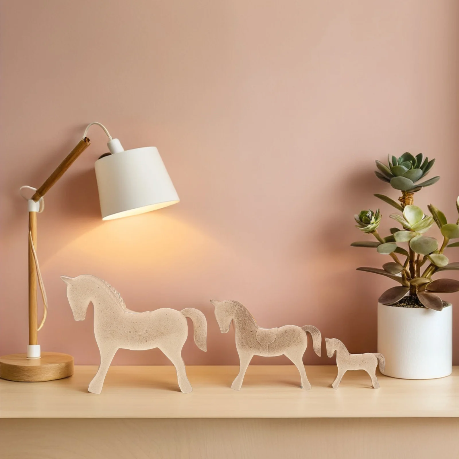 

3Pcs Vintage Wooden Horses Blank Canvas for Mosaic Crafts Home Art Ornaments Ideal for Kids and Adults Horse Decor