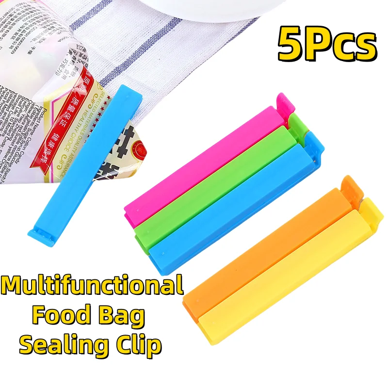 Decorating Bag Sealing Clips,5 Pack,Multipurpose For Food and Snack Storage,Candy Colored Tea Snack Bag Milk Powder Sealing Clip