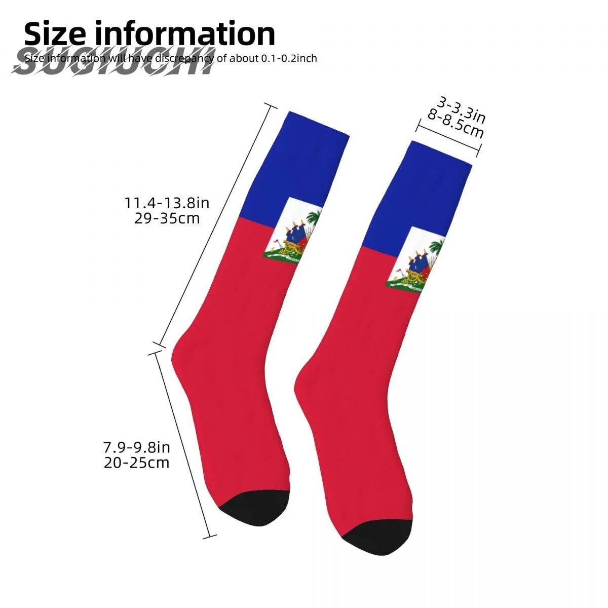 Calcetines de poliéster con estampado 3D de la bandera de Haiti para hombre y mujer, medias informales Kawaii de alta calidad para monopatín