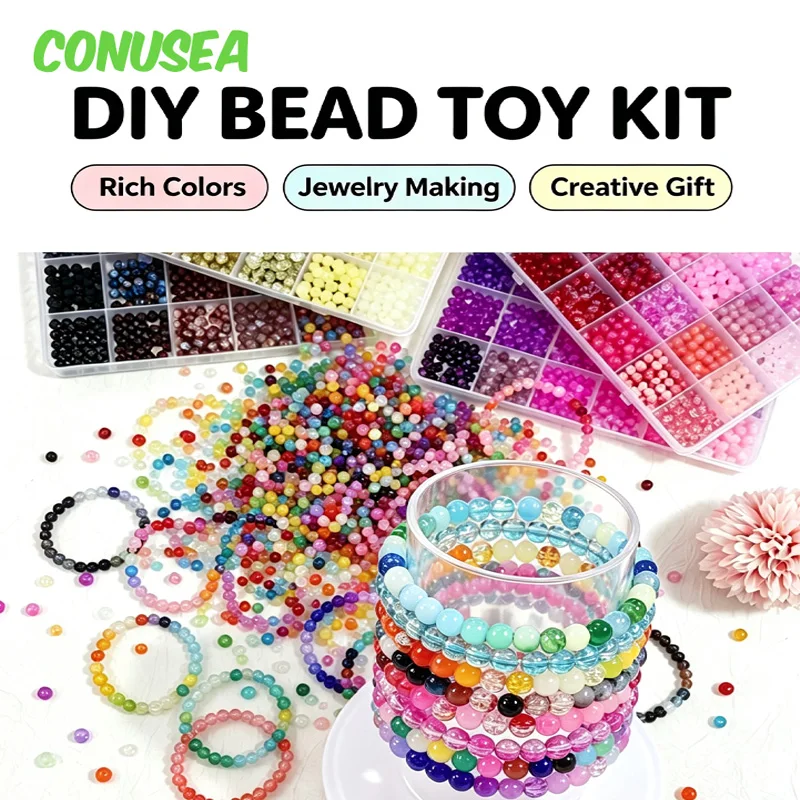 Kids' Beads and Jewelry Making Kit Necklace Bracelet Diy Beads 6mm Glass Beads Loose Beads Bracelet Jewelry Accessories Toys Kid
