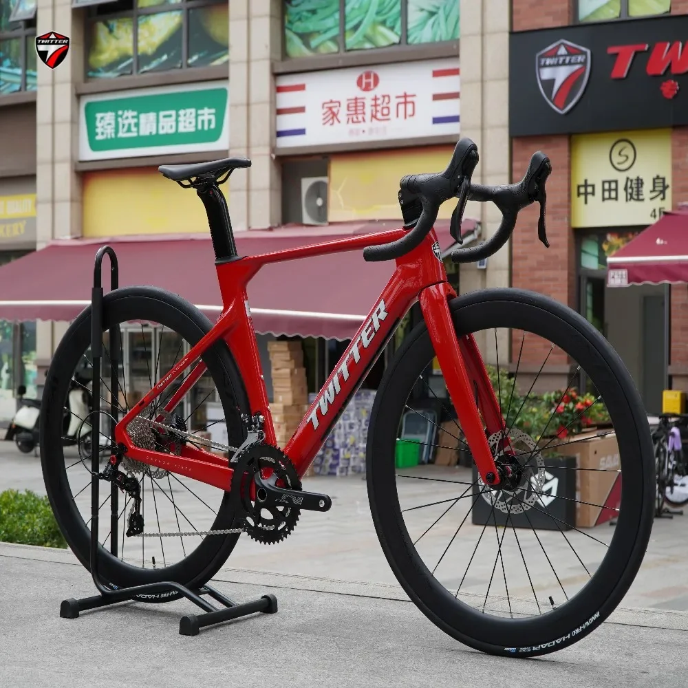 

TWITTER Road Bike 56cm R10 Carbon Fiber Road Bike 43.5cmT900 Racing RS-22Speed Disc Brake 700C carbon road bike bycycle for men