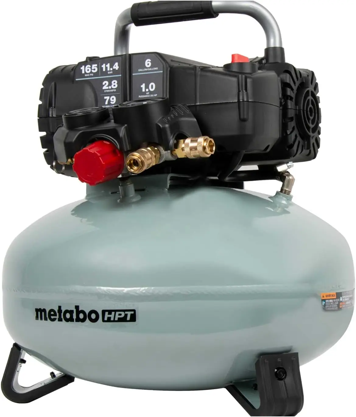 Pancake Air Compressor, 6-Gallon 165PSI, Portable Air Compressor with 1.0 HP Oil-Free High Efficiency Motor, Lihghtweight, Quick