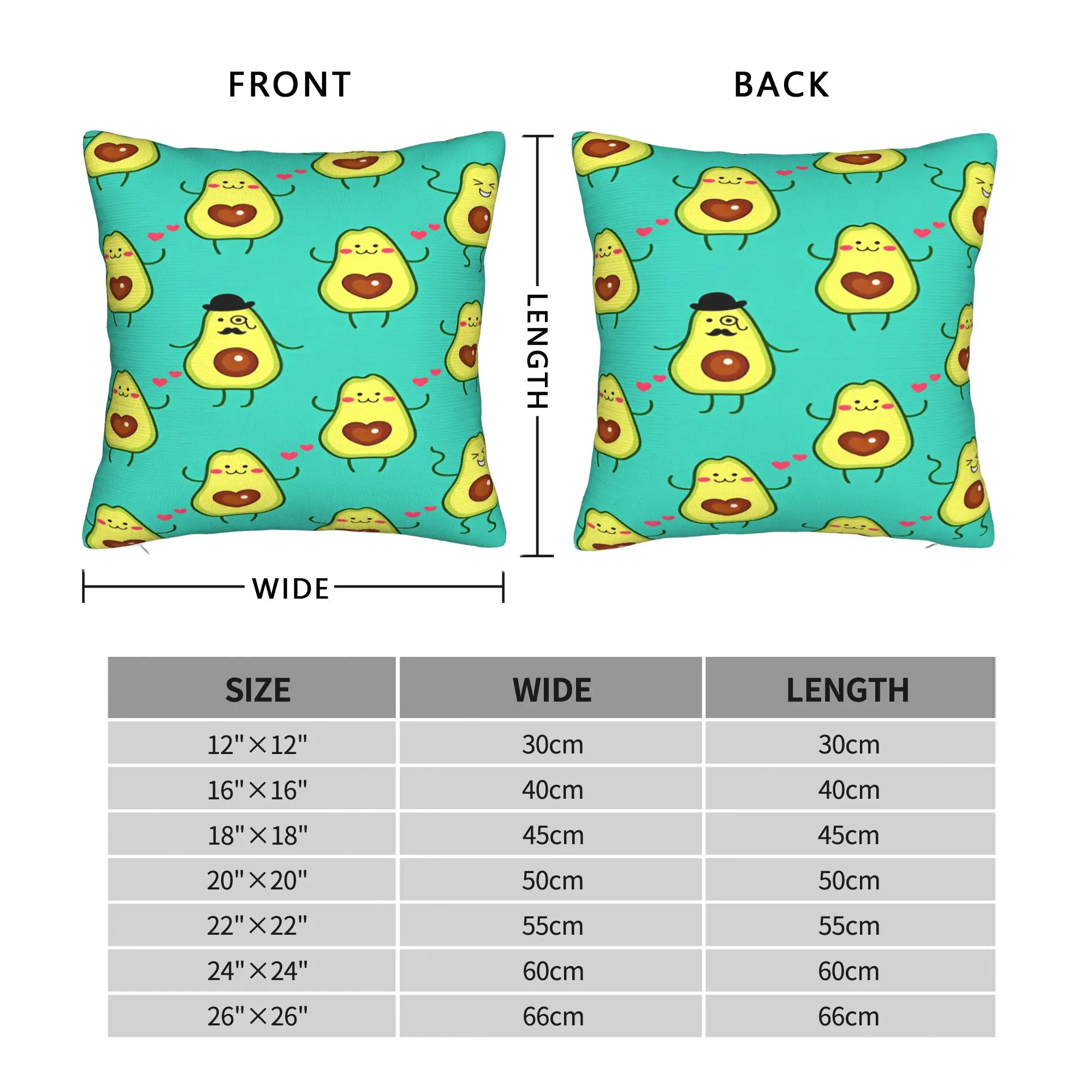 Pillow Cover Cartoon Avocado Character  Morden Pillow Case For Living Room Chair Pillowcases