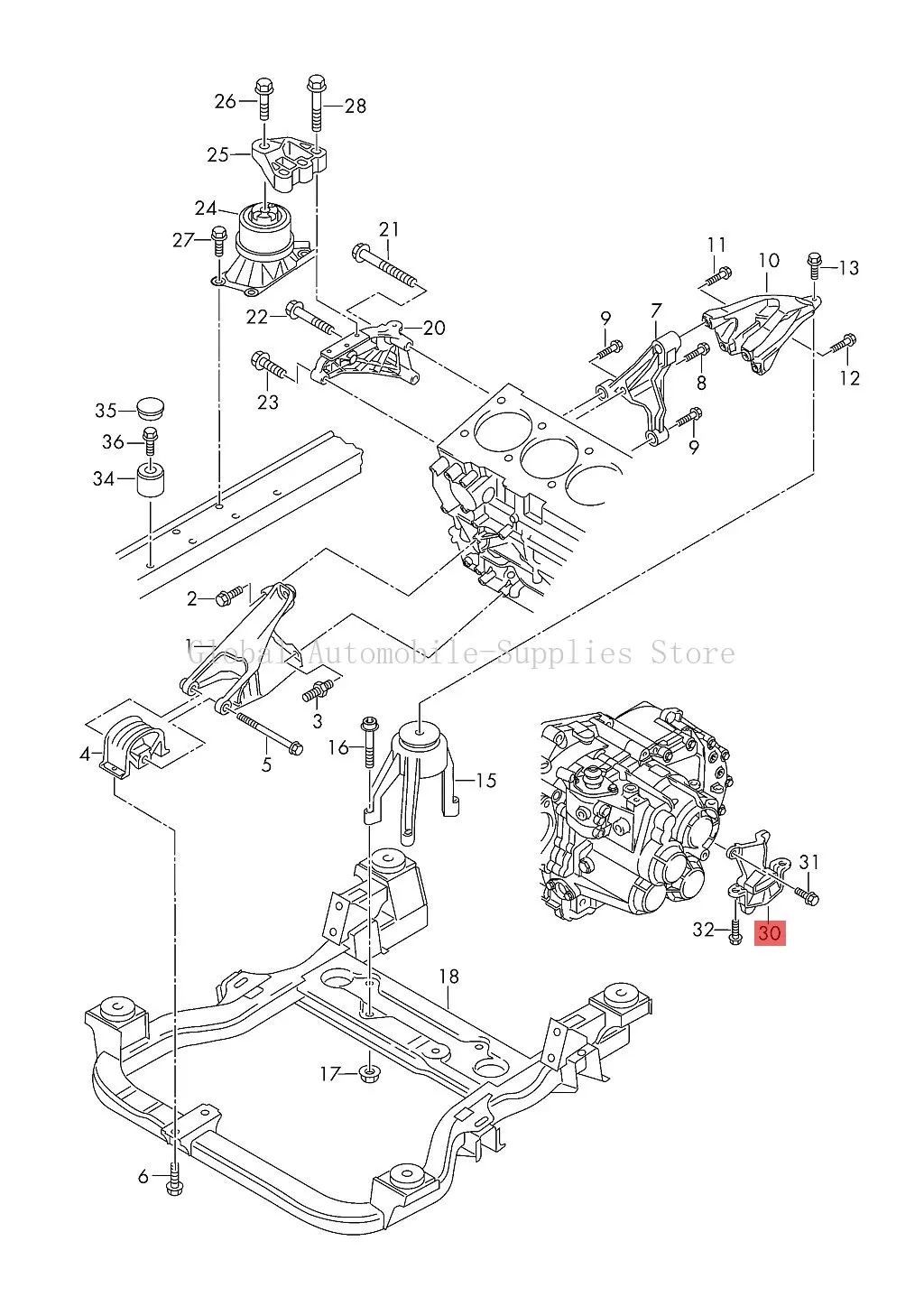 Transmission Mount 7E0399151 7E0399151A for VW CALIFORNIA T5 T6 MULTIVAN T5 T6 TRANSPORTER T5 T6 Transmission Support Mounting