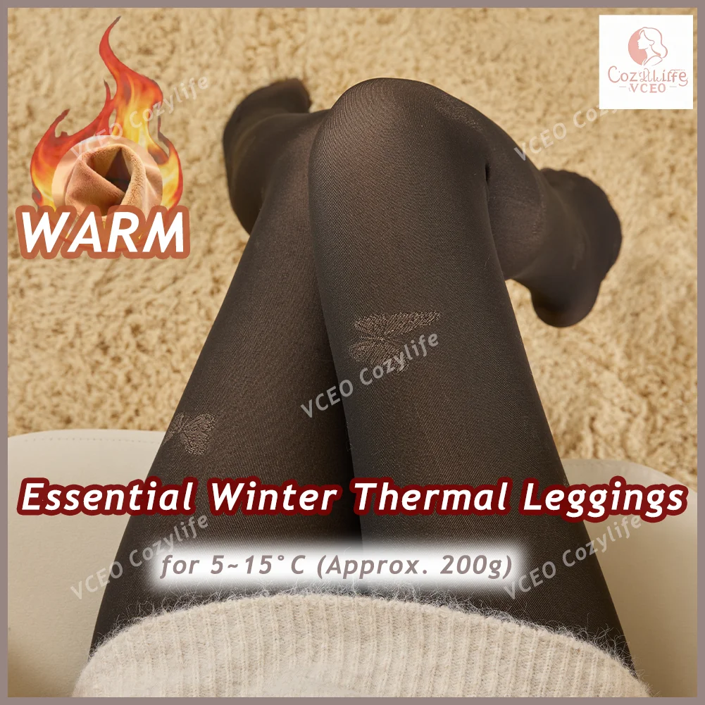 بنطال ضيق حراري مبطن بالصوف بنمط فراشة جديدة للنساء، لباس ضيق دافئ للتخسيس، 5-15 ° C مناسب لرياضات المكاتب المنزلية #3