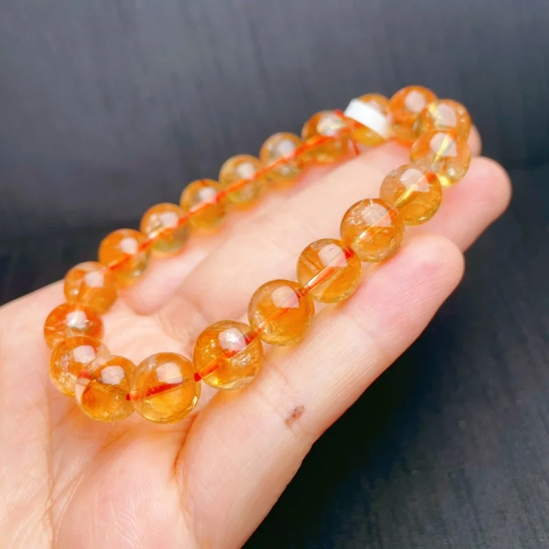 

9MM Natural Yellow Citrine Quartz Bead Bracelet Crystal Yoga Reiki Healing Fengshui Stretch Female Holiday Gift 1PCS