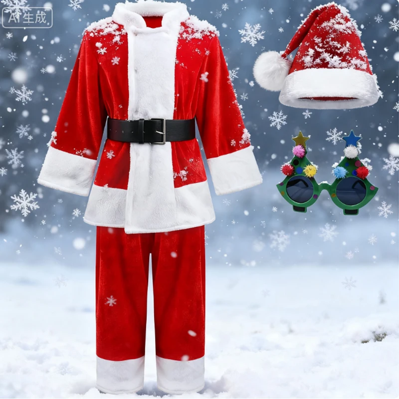 2025 Children's Christmas Costumes Kids Long Sleeve Top+Pants Cosplay Costume Set For Santa Claus Boys New Year Christmas Gift