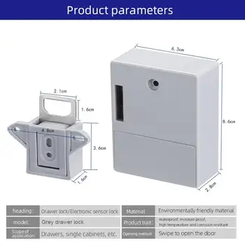 Inteligentní senzorový neviditelný zámek RFID karta Keykob zámek zásuvky skrytý digitální zámek bez děrování pro skříňový nábytek 10 nejlepší prodej chytrý zámek zásuvky - №2