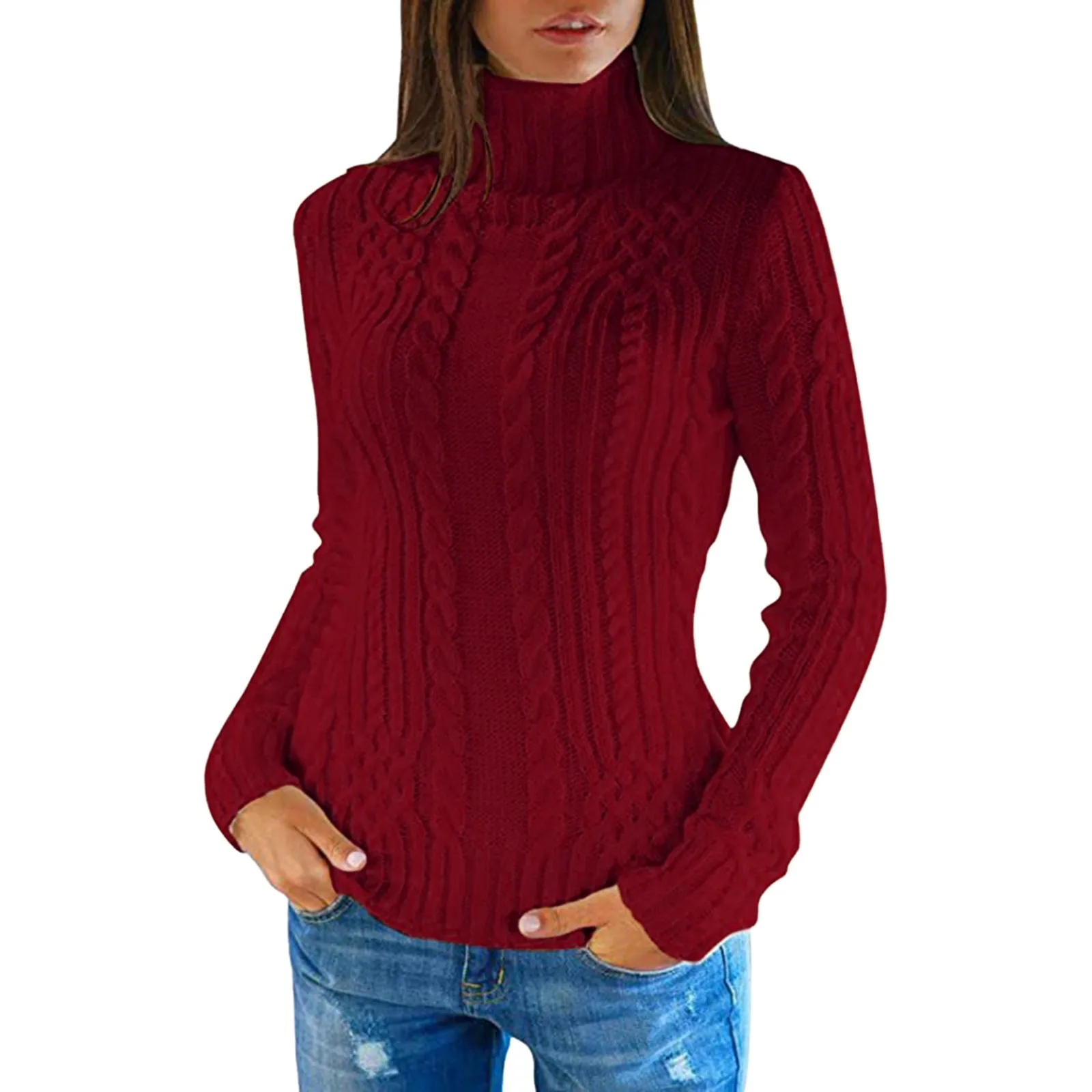 Cashmere Sweater Women Knitted Sweaters Wool Turtleneck Long-Sleeve Pullover Winter Autumn Jumper Clothes Female Tops