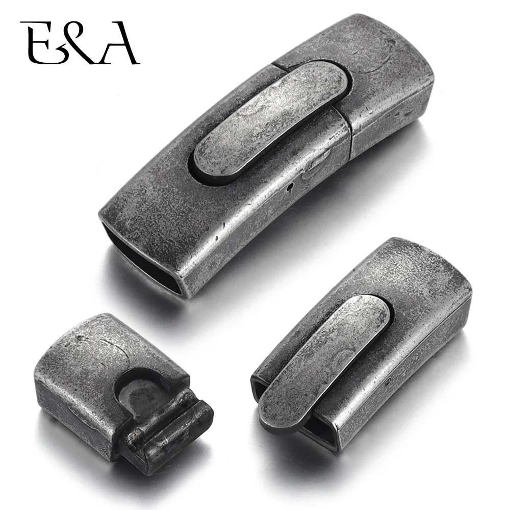 Stainless Steel Bayonet Clasp Push Lock Closure DIY Leather Bracelet Flat Curved Clasps Jewelry Making Supplies Accessories