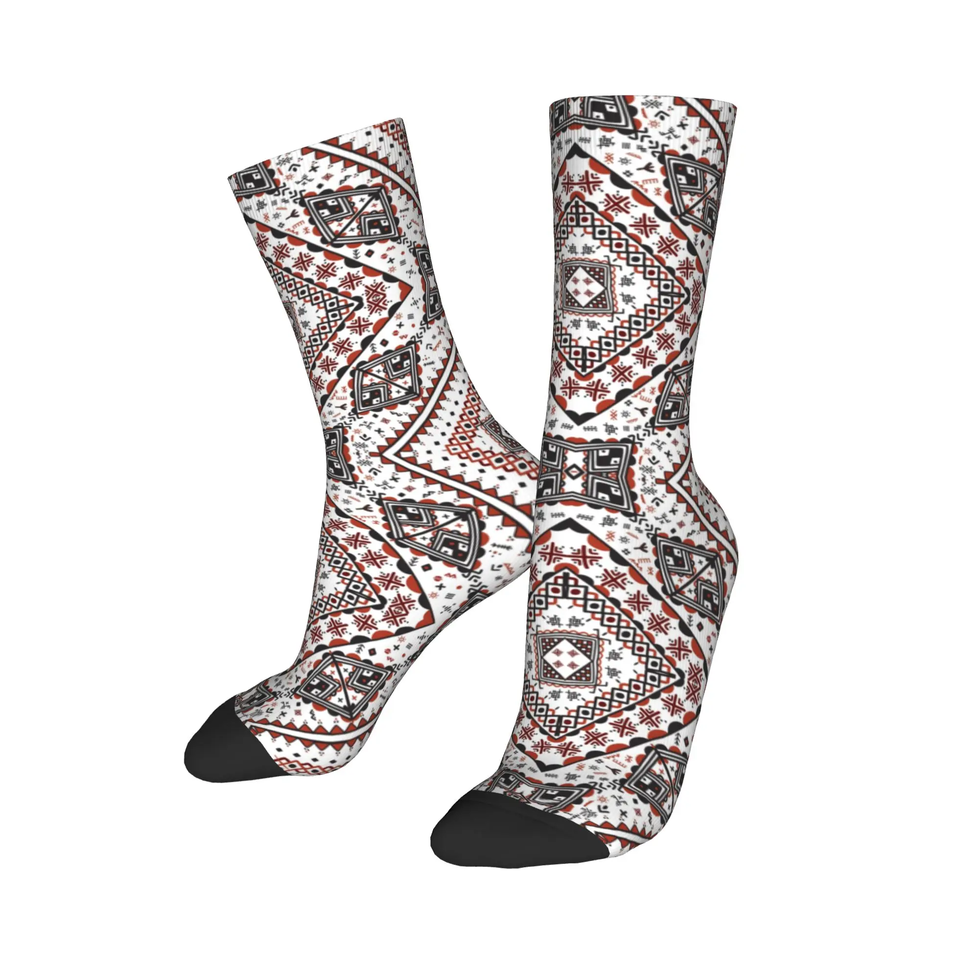 

Пользовательские Harajuku Kabyle керамика берберские мотиви носки женские и мужские теплые 3D печатные геометрические этнические берберские спортивные футбольные носки