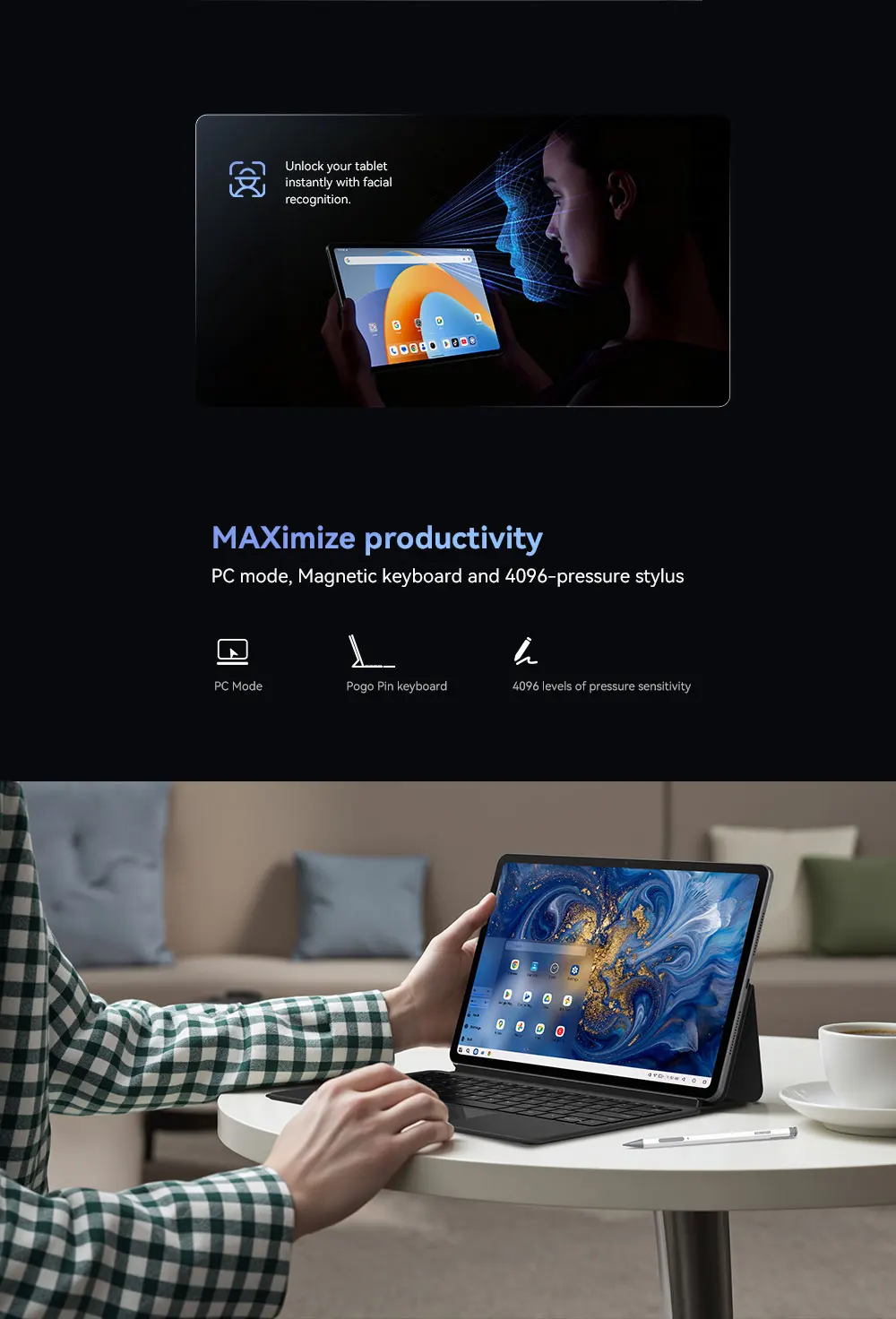 ALLDOCUBE iPlay 70 Max Pro Tablet 13'' 2.5K Dsiplay Unisoc T7300 16GB RAM 128GB ROM Android 16 10000mAh 4G LTE Tablet