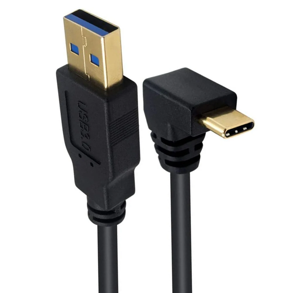 Cavo di tipo C A 90 gradi, USB 3.0 (tipo A) maschio A USB 3.1 C (tipo C) maschio 90 ° angolo di sincronizzazione e cavo adattatore convertitore di carica