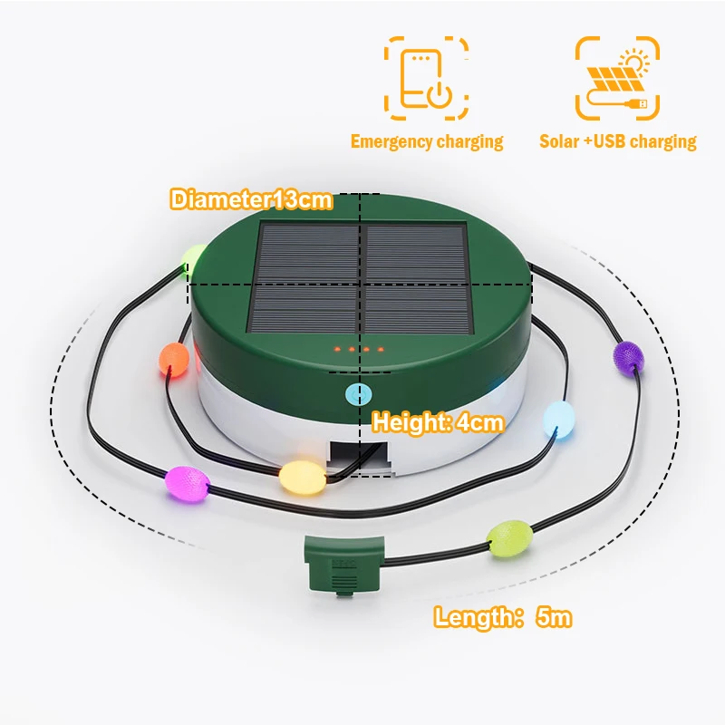 Zonne-Energie Lichtslingers Opbergdoos Rgb Ic Kleur Licht String Multifunctionele Outdoor Camping Noodverlichting Bruiloft Tuin Decor