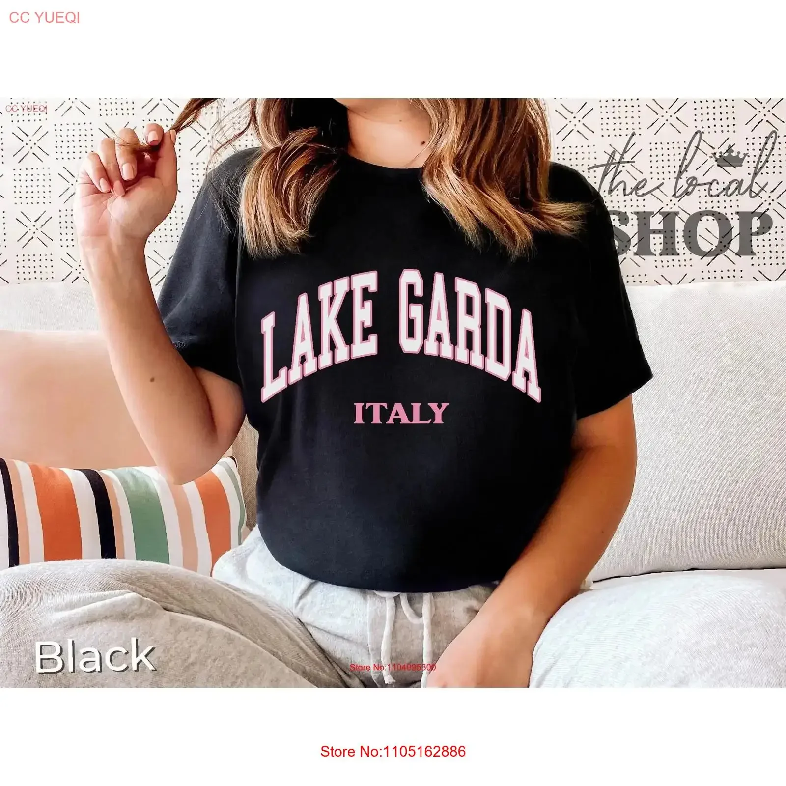 Preppy Lake Garda T Shirt Pink Italy Life Italian Lakes Sailing Outdoors vintage Washed Slightly Comfortable fashion Stretched