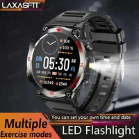 LAXASFIT nuevo reloj inteligente para hombres deportes al aire libre linterna LED Bluetooth llamadas asistente de voz monitoreo de salud reloj inteligente