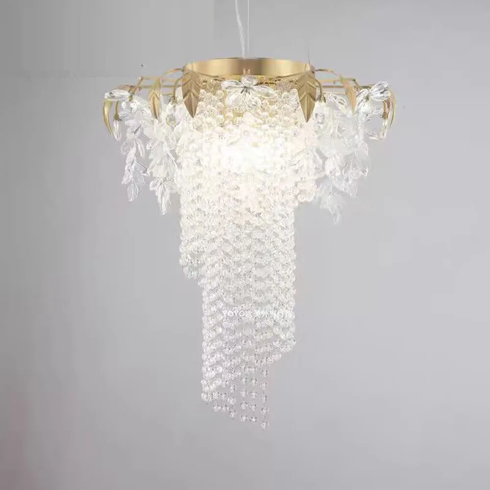 

Spiral Design Modern Crystal Chandelier Gold Living Room Lighting Bedroom Decoration Cristal Lamp