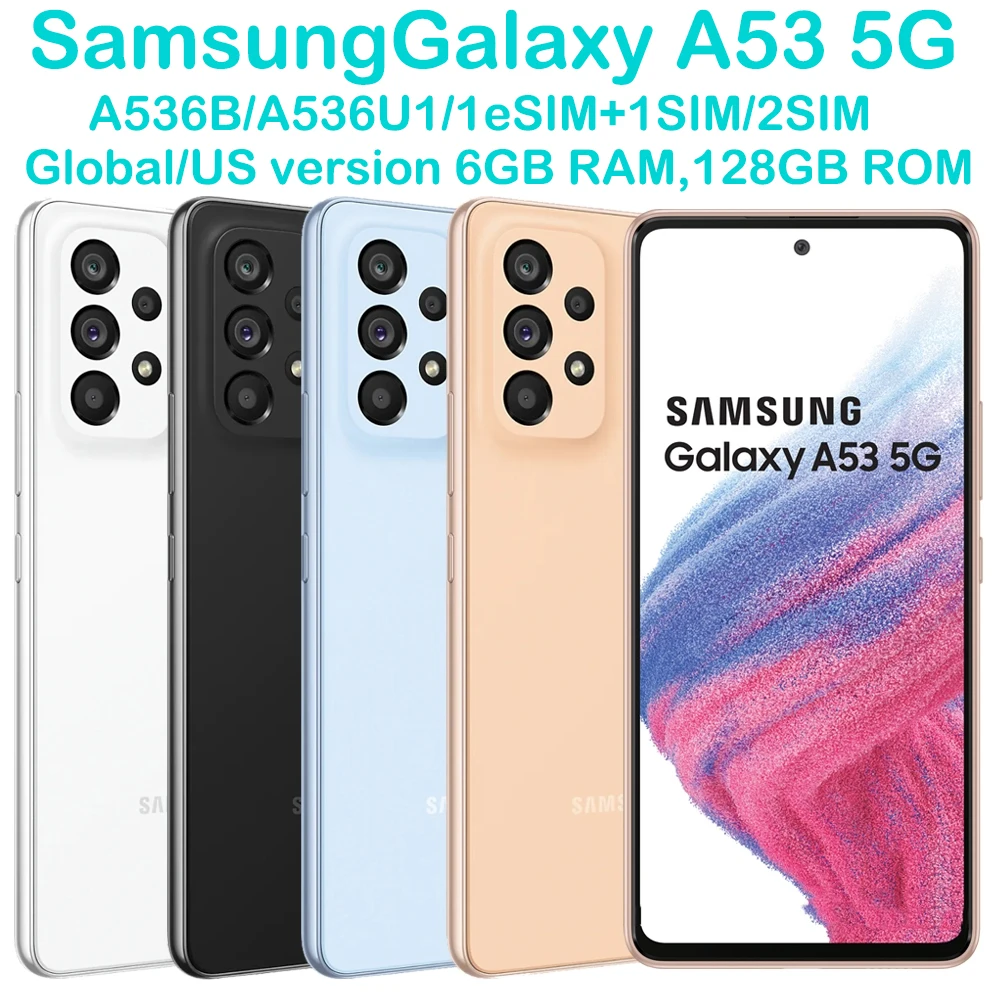 Samsung Galaxy A53 5G A536B/A536U 6.5-inch Eight Core Exynos NFC 64MP 5000mAh 25W Smart Android Phone Global/US Version Unlocked