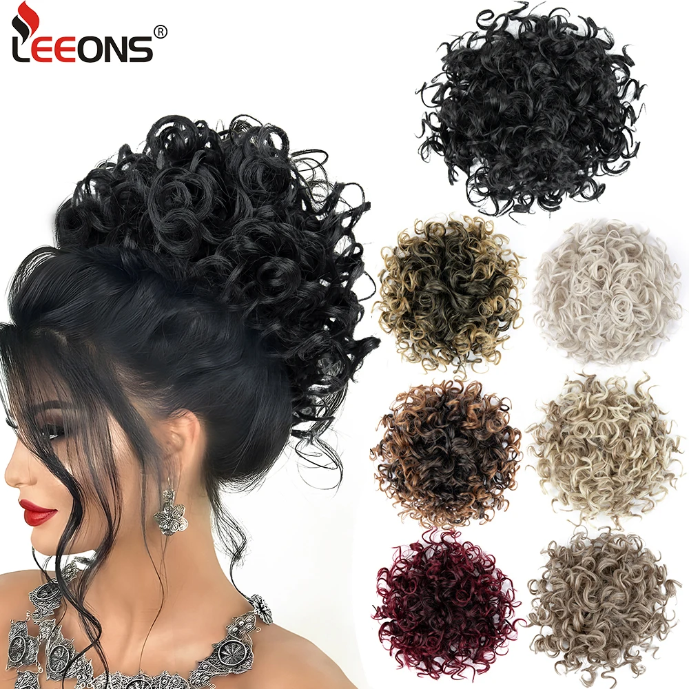 Curly Hair Buns Hair Piece Clip In Synthetic Tousled Updo Large Curly Drawstring Ponytail Clip On Hair Bun Ponytail For Women