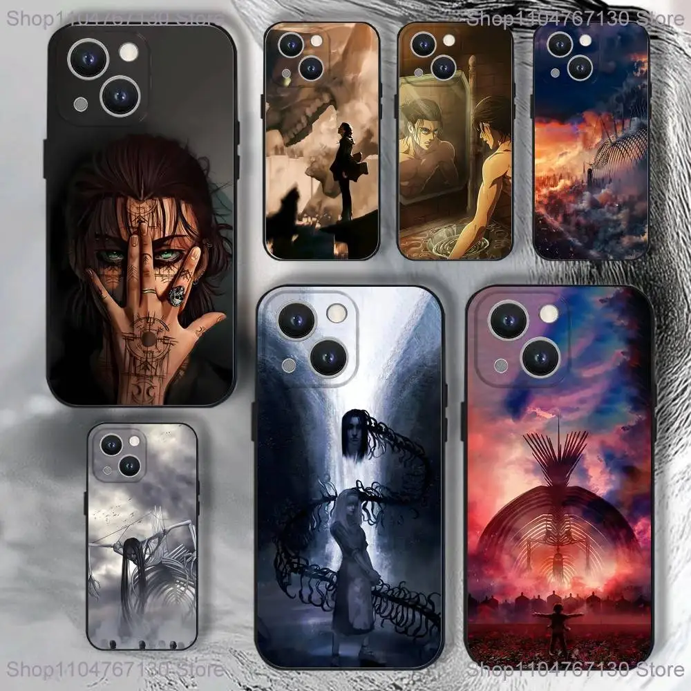 

Eren Yeager Phone Case For iPhone 16,15,14,13,12,11,Pro,XS,Max,XR,Plus,E,SE4,Mini Black Soft Cover