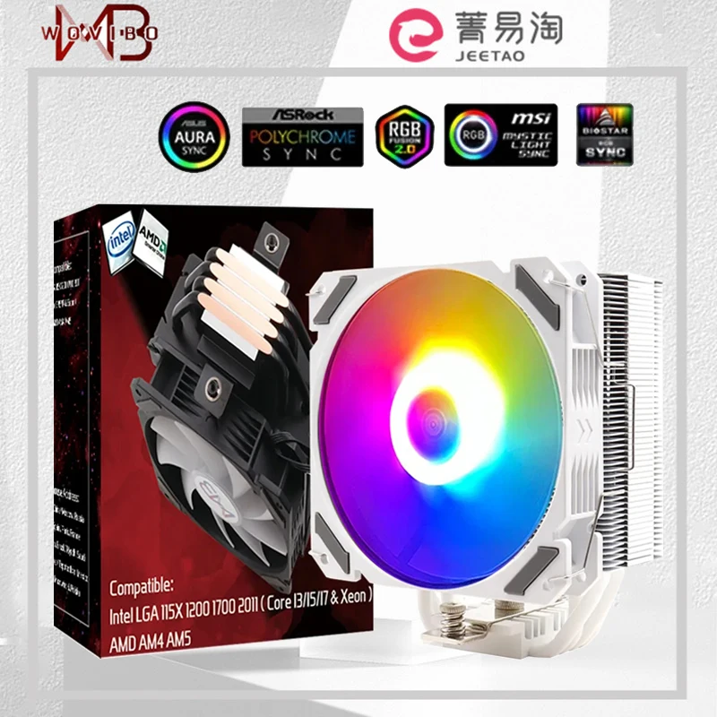 Wovibo-Ventilador de refrigeración para CPU, dispositivo RGB ARGB de 120mm para radiador Intel LGA 115X 1200 1700 2011 X79 X99 AMD AM4