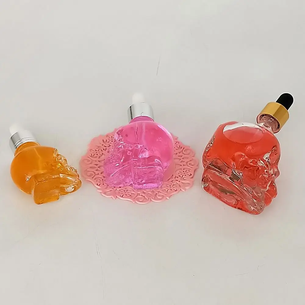 Portable Glass Dropper Skull Shape Bottle Transparent with Pipette Glass Liquid Dropper Bottle Dispenser Creative Travel