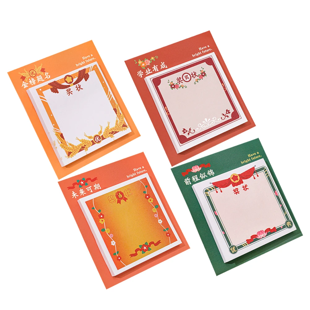 

4 pcs Inspirational Certificate Notepads School Supplies Children Stationery Mini Reward Gifts Kids Learning Toys