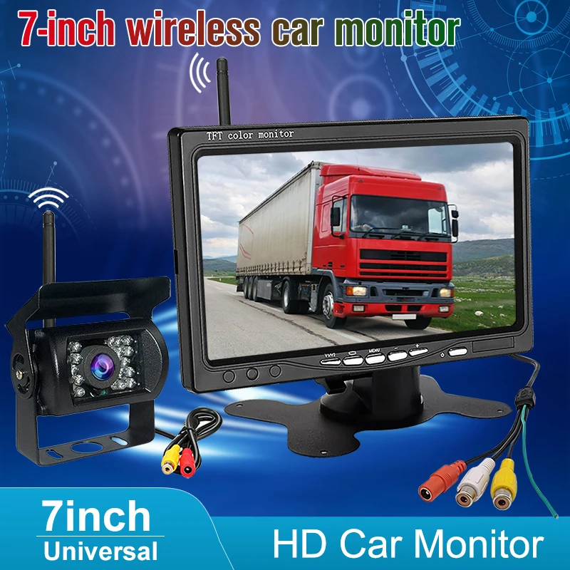 7 Inch Car Monitor LCD TFT Display Waterproof Wireless Rear Camera Monitor For Car Rearview Vehicle Parking Easy Installation