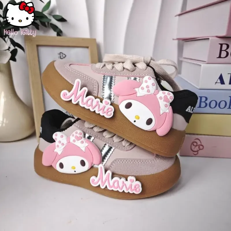 

Обувь для доски с героями мультфильмов «Hello Kitty» для девочек Sanrio Melody, осенняя новая коллекция, детская кавайная модная повседневная спортивная обувь с мягкой подошвой