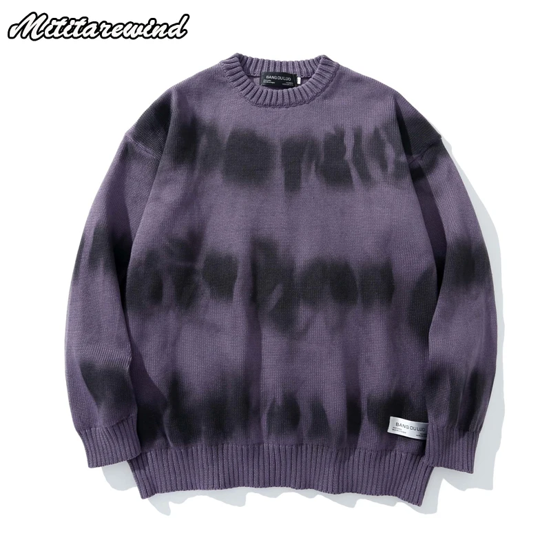 

Hip Hop Autumn Sweaters for Men Retro Distressed Striped Crew Neck Couple Knitted Sweater High Street Oversized Sweater Women