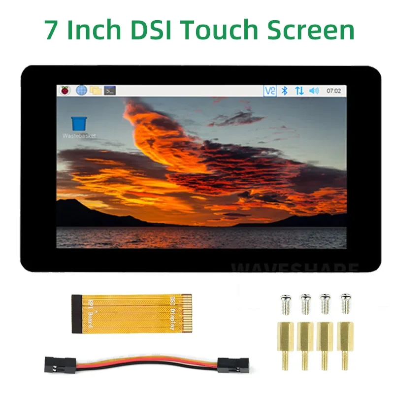 

7 Inch Capacitive Touch Display for Raspberry Pi DSI Interface 800×480 Brightness Adjustbable LCD for Pi 4B 3B 3B