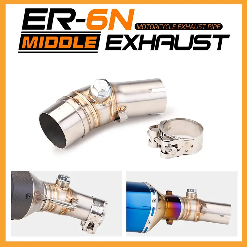 

Universal 51mm Caliber Motorcycle, for Kawasaki ER6N Mid-section Modified Exhaust Pipe 2012-2016, High Quality Upgraded Parts