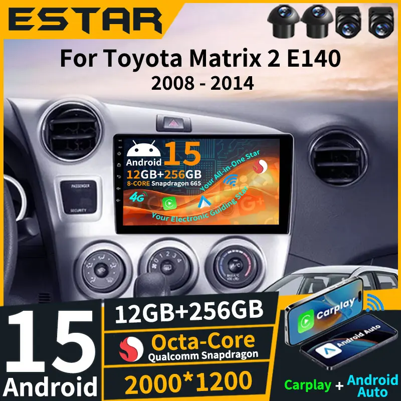 

Car Radio Android 15 Carplay Auto For Toyota Matrix 2 E140 2008 2009 2010 2011 2012 2013 2014 Multimedia Player Navigation GPS