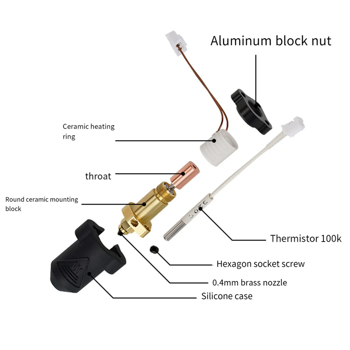 For Creality K1 / K1 Max Hotend Kit Ceramic Heating Block Nozzle 300°C Extruder High Speed for Creality K1 Upgrade