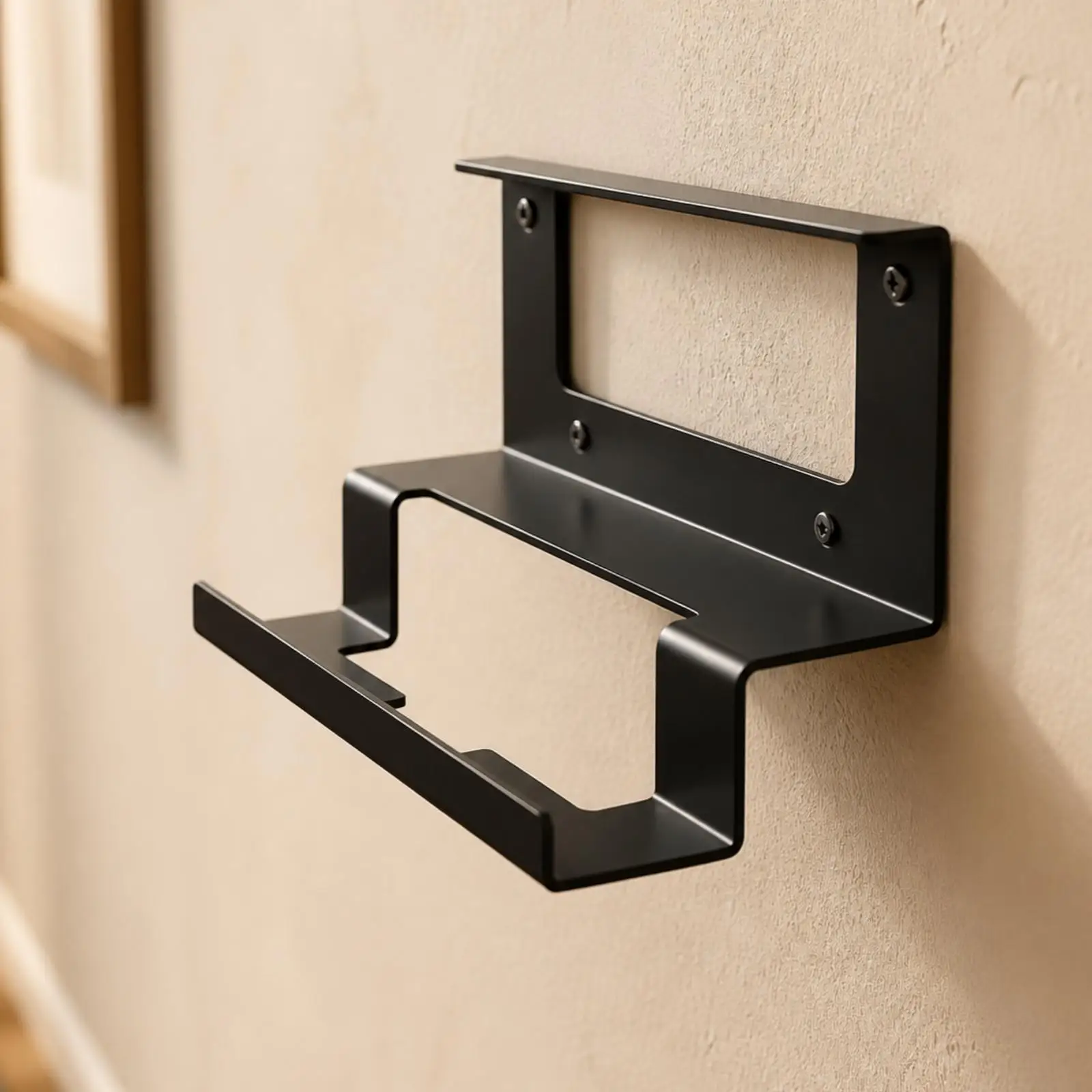 Third-Generation Router Wall Bracket Pre-Drilled Router and Power Supply Wall Holder Sturdy for Indoor Network Setup, Home