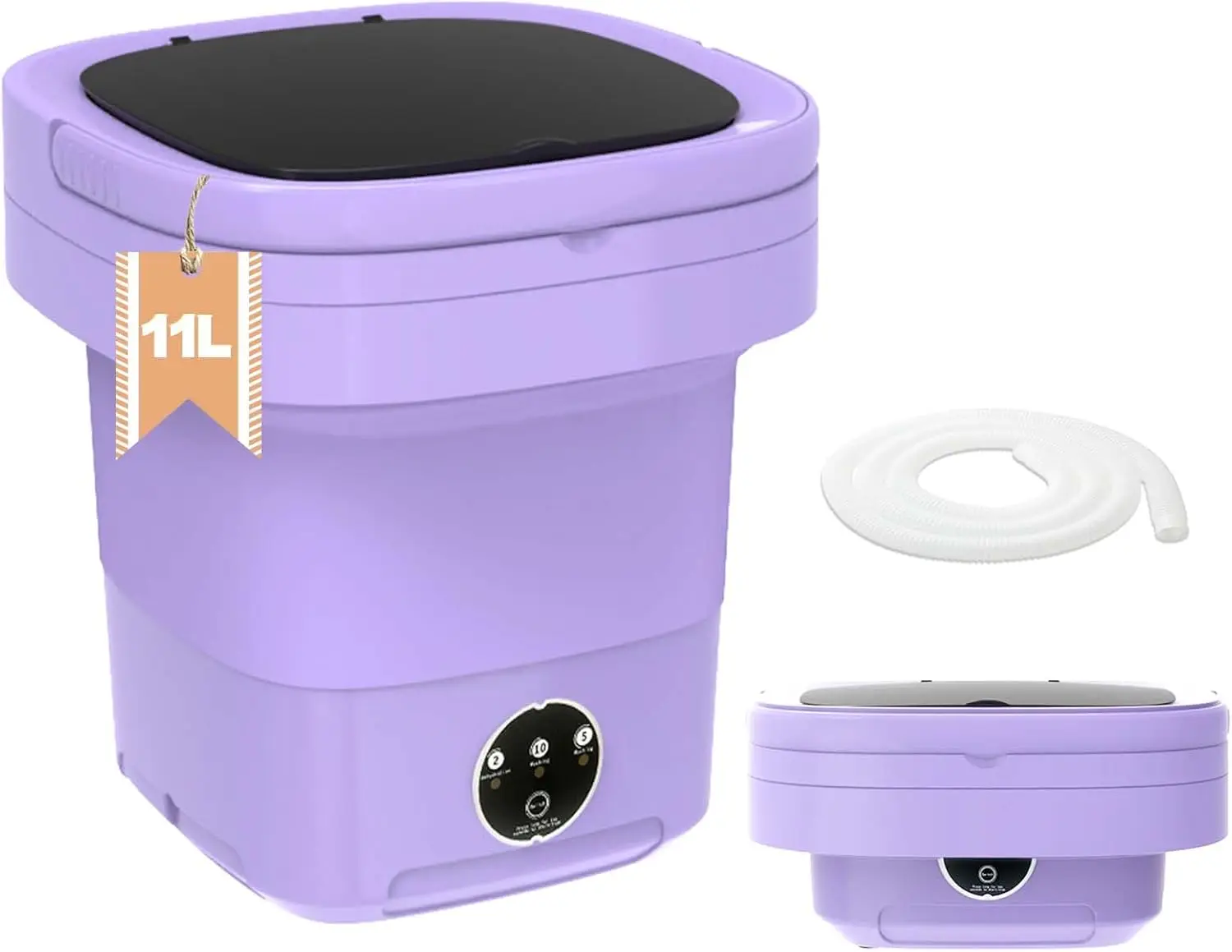 

Portable Washing Machine, Foldable Washing Machine with Spin Dryer, 11L Large Capacity, Small Collapsible Laundry Washer for Ap