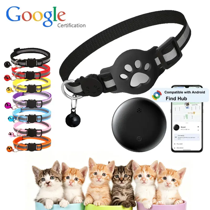 

Pet Bluetooth GPS Locator Tag Only Works on Android Via Google Find My, Waterproof Design with Customizable Collar for Cats