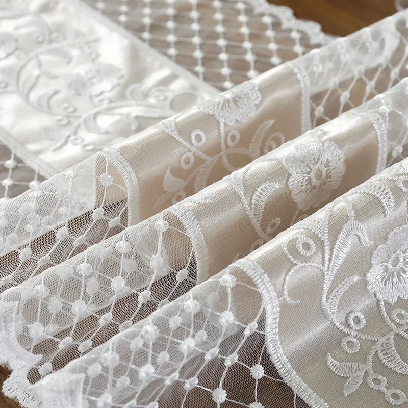 Dining Table Runner Tablecloth Beige Runners Wedding Party Flower Europe Embroidered Flag Lace Coffee Cabinet Home Decoration
