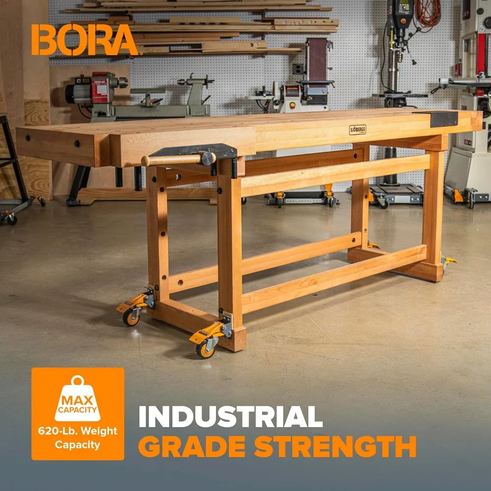 

Heavy Duty Workbench 4-Caster Set for Workshop Mobility, Swivel, Locking 155 Pound Non-Marking Rubber 3-inch Wheels