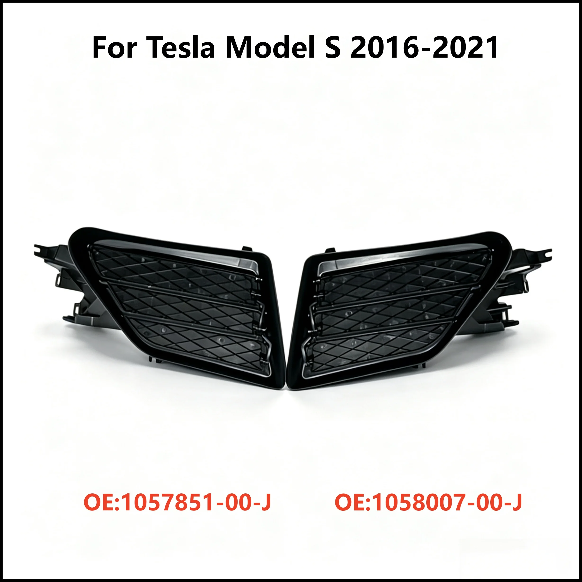 For Tesla Model S 2016-2021 Front Bumper Side Active Shutter Grille Fog Lamp Housing 1057851-00-J 1058007-00-J, Fog Light Frame