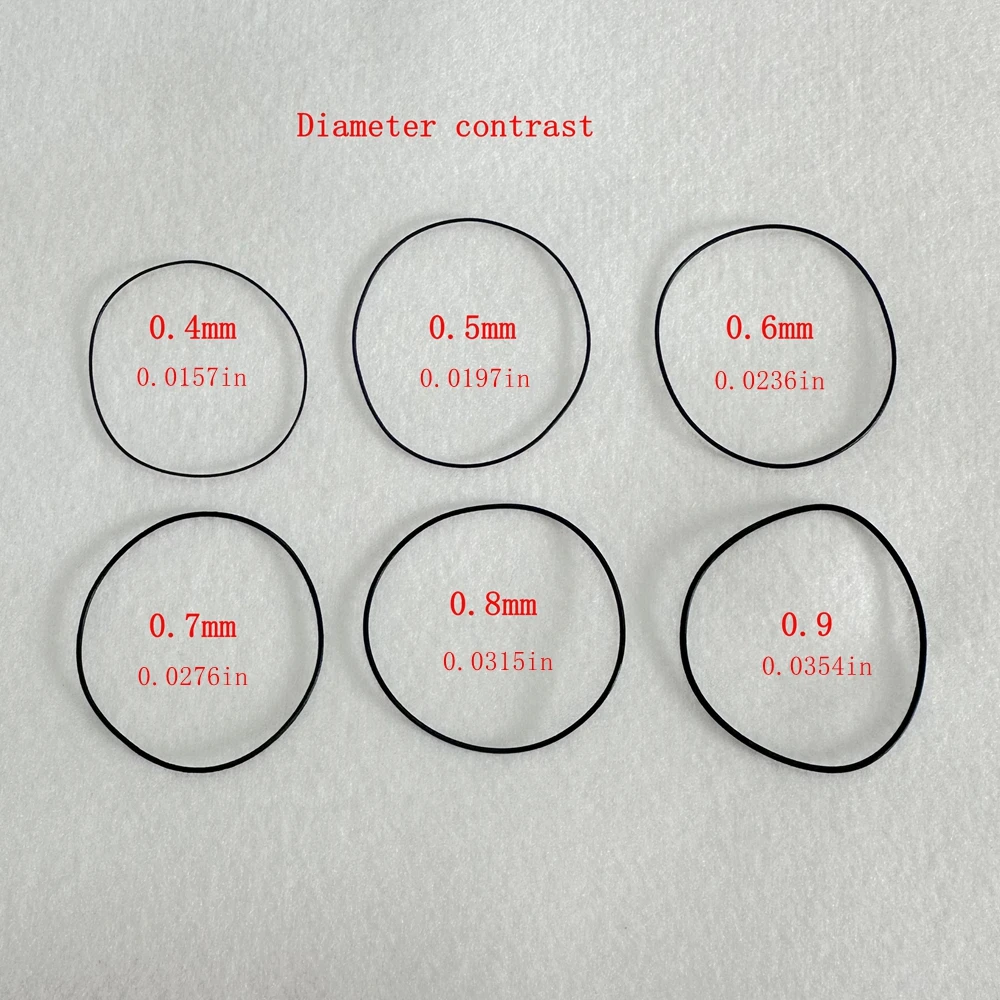 20 piezas anillo de sellado de cubierta trasera de reloj 0,4/0,5/0,6/0,7/0,8/0,9 cubierta inferior impermeable piezas de reparación elásticas en forma de O de goma negra