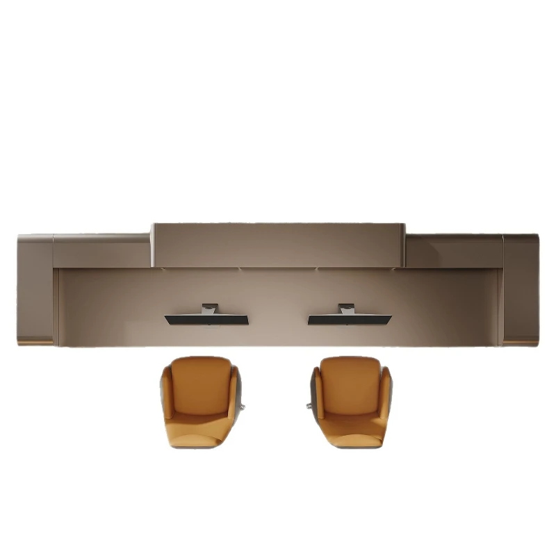 

Company lobby high-end reception front desk simple modern light luxury hotel lobby training center information desk service desk