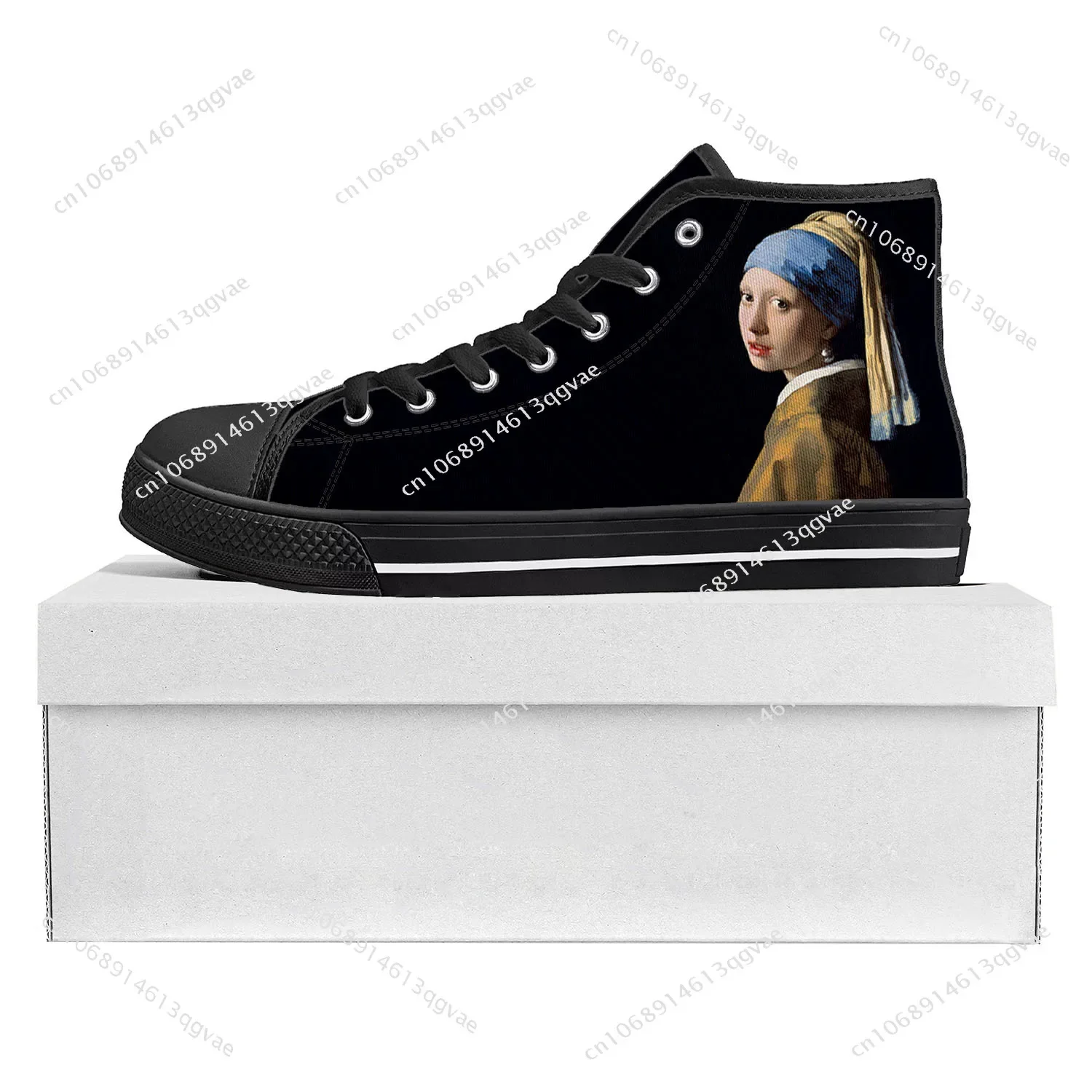 Girl with a Pearl Earring High Top High Quality Sneakers Mens Womens Teenager Canvas Sneaker Casual Custom Shoes Customize Shoe