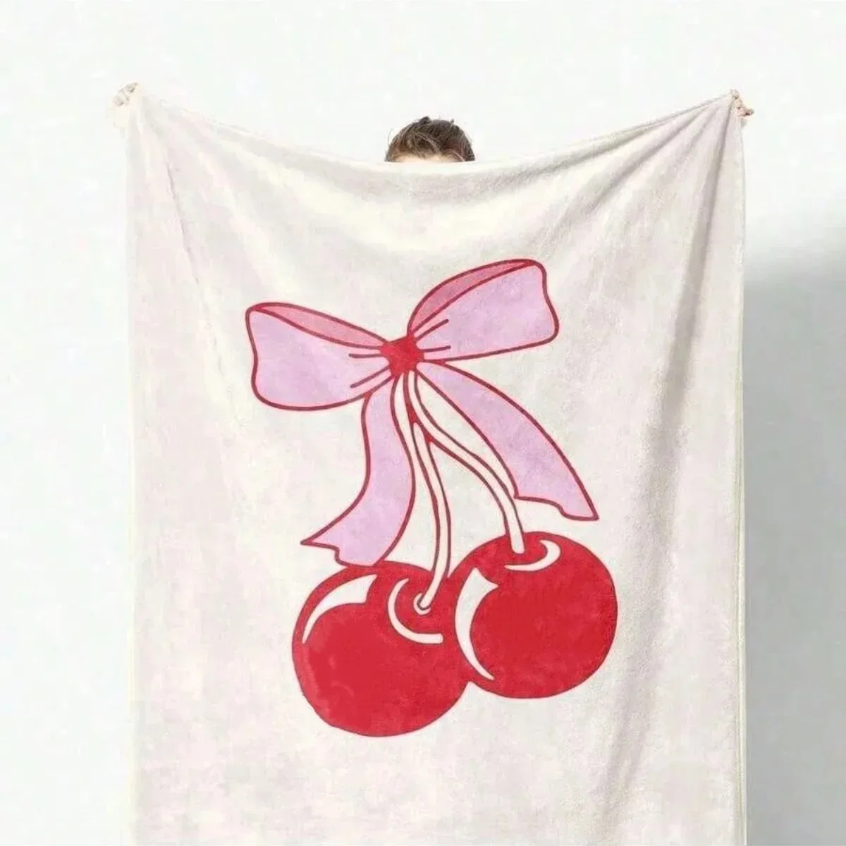 

Multi Purpose Cherry Design Blanket Lightweight Cozy Perfect For Daily Use Gift Print Blanket Fashion Hot Item