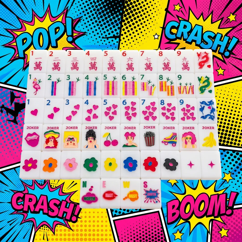 Luxury 160 Tiles American Mahjong Set, Social Line, Pop Art Design, Entertainment Game, Complete Accessories, High Quality Tiles