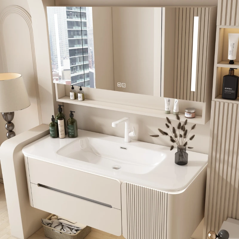 Bathroom Vanity Sink Furniture Wooden Multipurpose Cabinet White Storage Sinks Mdf Kit Mirrors Floor Medicine Open Casa Arredo